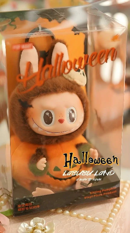 Pumpkin Labubu Happy Halloween Party Series- Sitting Pumpkin Vinyl Plush Pendant Pre-Order